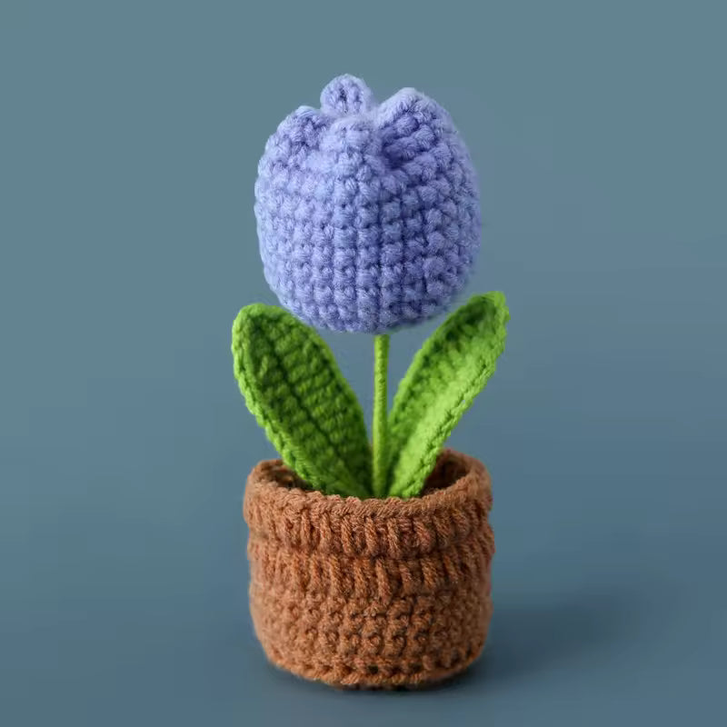 Tulipe en crochet en pot fait main – vue 8