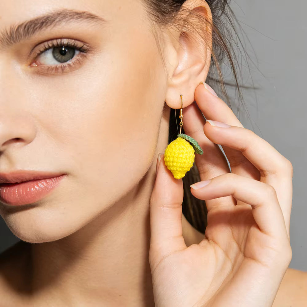 Boucles d'oreilles en crochet citron