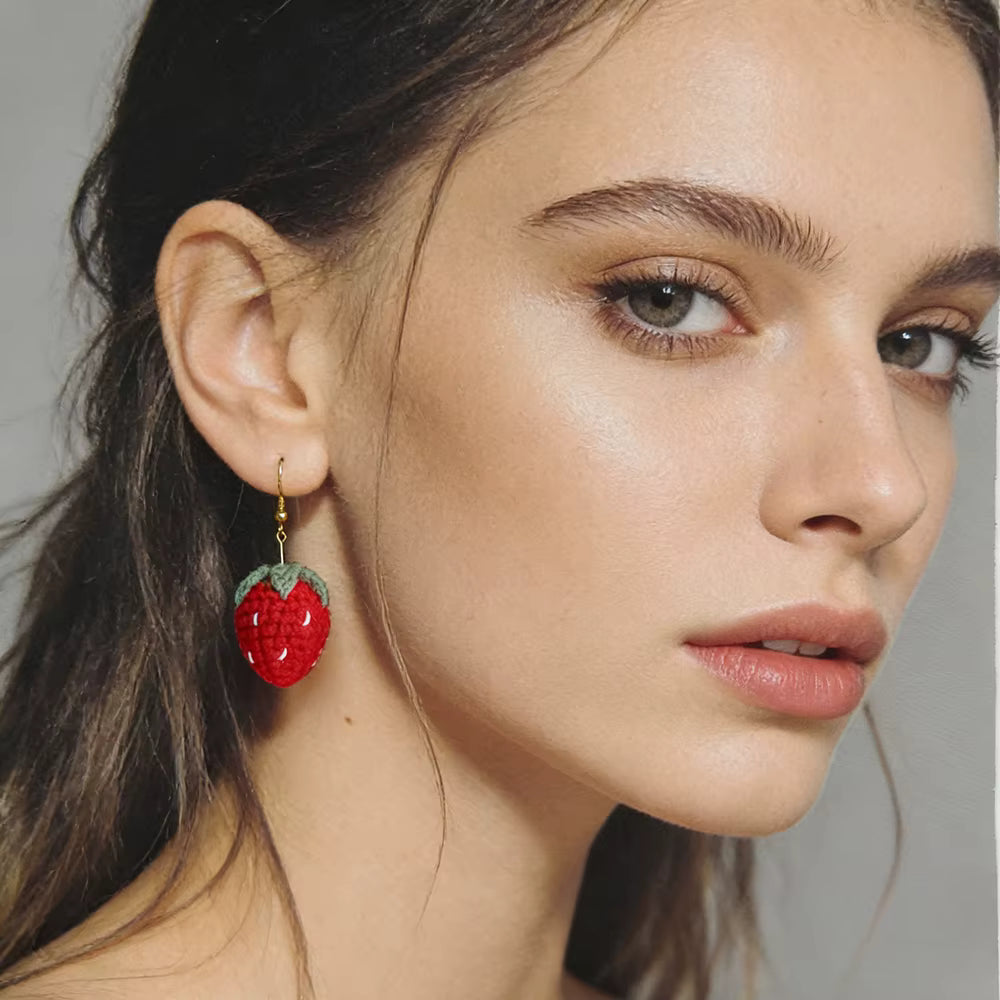 Boucles d'oreilles en crochet fraise
