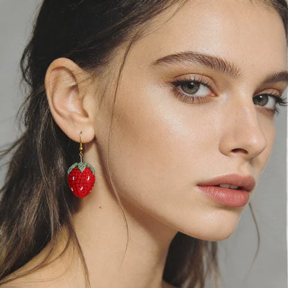 Boucles d'oreilles en crochet fraise