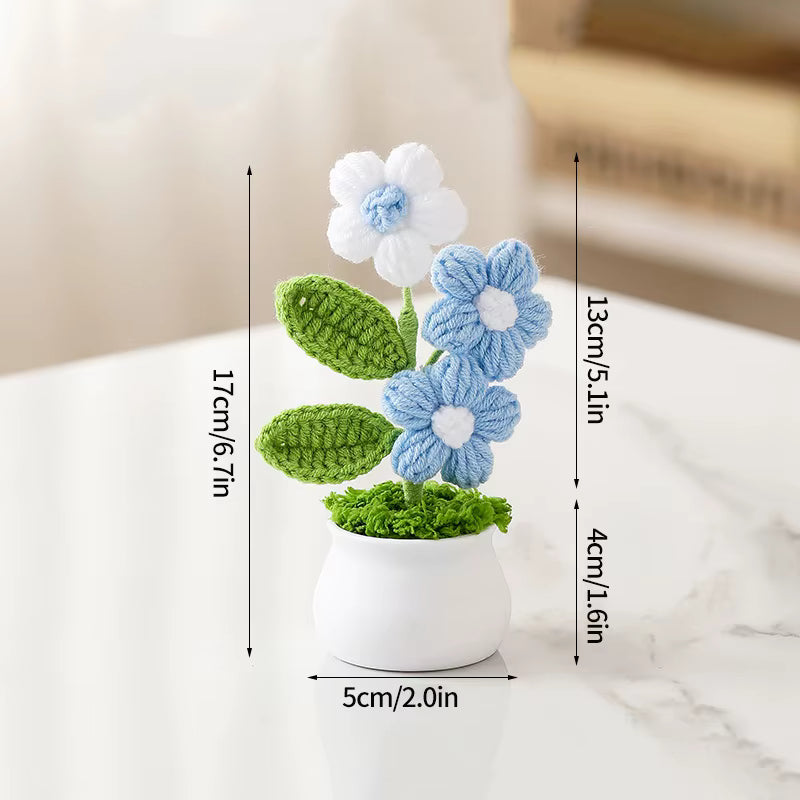 Plante en pot en crochet bleue