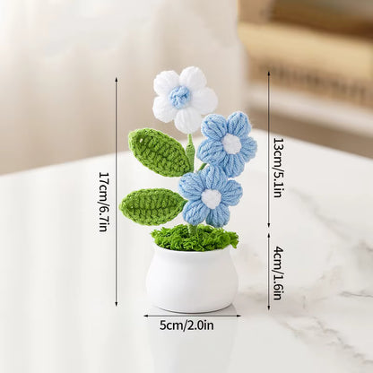 Plante en pot en crochet bleue