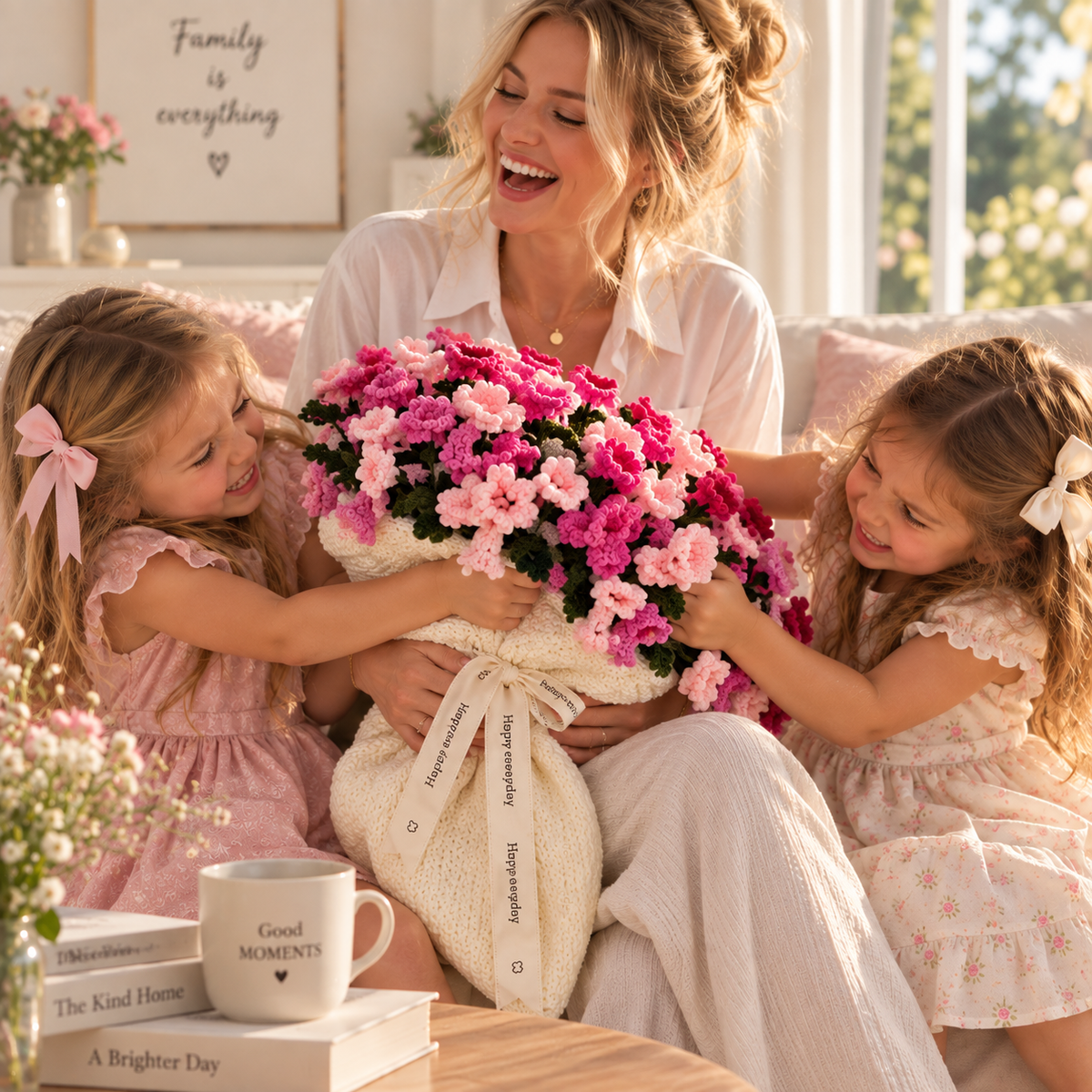 Couverture bouquet crochet jacinthes roses – vue 2