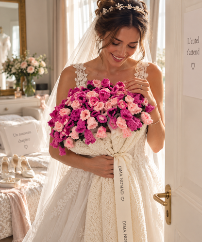 Couverture bouquet crochet jacinthes roses – vue 3