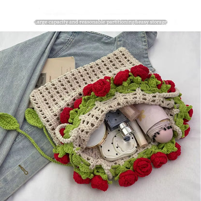 Sac en crochet fleuri fait main – vue 5