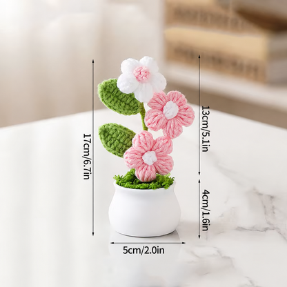 Plante en pot en crochet rose