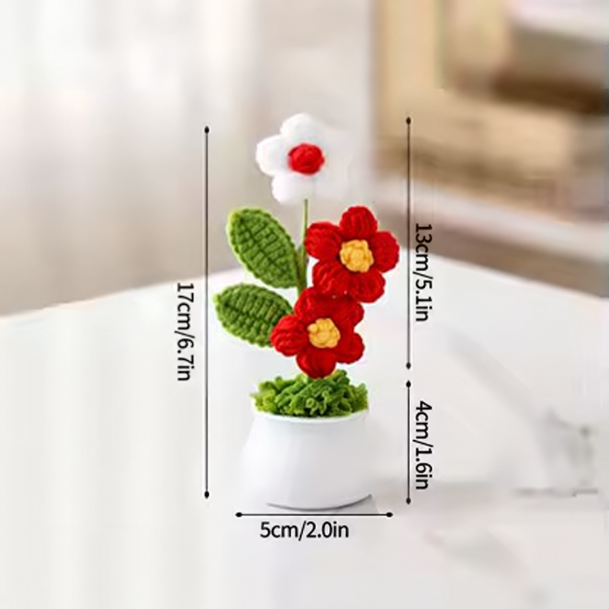 Plante en pot en crochet rouge