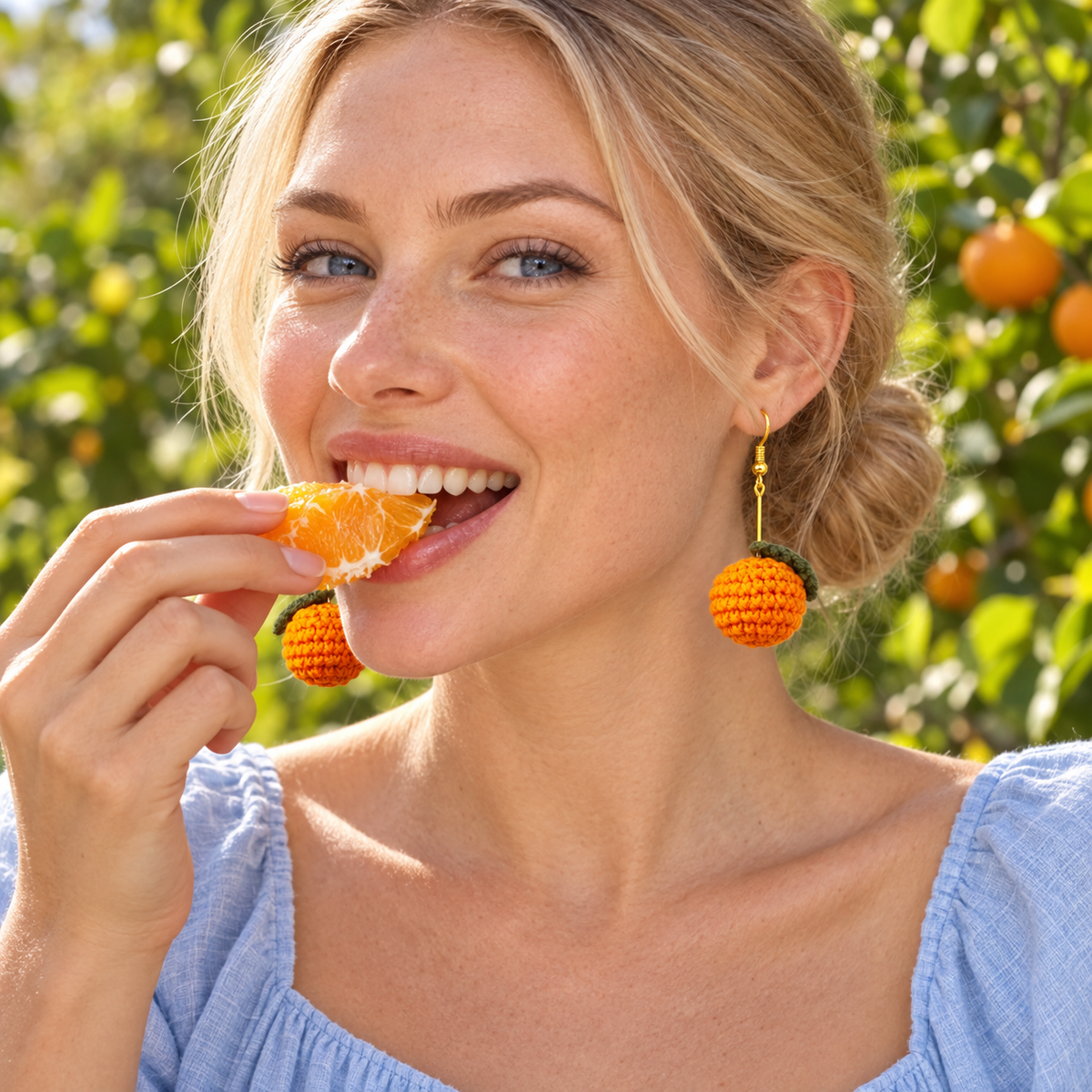 Boucles d'oreilles en crochet orange